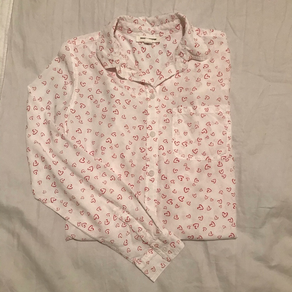 Heart printed button up blouse